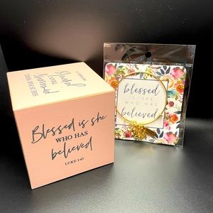 Blessed is She Who Has Believed Inspirational Cube & Bracelet Bundle